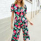 Spring Vibes Tropical Floral Ruffle Sleeve Wide Leg Jumpsuit