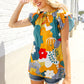Be Bold Multicolor Abstract Print Flutter Sleeve Mock Neck Top