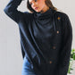 Buttoned Bliss Black Cozy Sweater