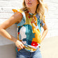 Be Bold Multicolor Abstract Print Flutter Sleeve Mock Neck Top