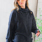 Buttoned Bliss Black Cozy Sweater
