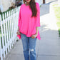 Be Bold Hot Pink Glitter Stud Scarf Hem Top