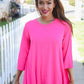 Be Bold Hot Pink Glitter Stud Scarf Hem Top