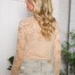 A Feminine Touch Tan Semi Sheer Lace Top