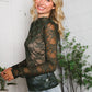 A Feminine Touch Olive Semi Sheer Lace Top