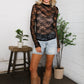 A Feminine Touch Black Semi Sheer Lace Top
