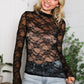 A Feminine Touch Black Semi Sheer Lace Top