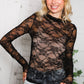 A Feminine Touch Black Semi Sheer Lace Top