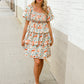 Find Love Floral Print Smocked Neck Puff Sleeve Ruffle Tiered Dress