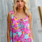 Summer Vibes Fuchsia Square Neck Floral Bow Tie Top