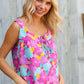 Summer Vibes Fuchsia Square Neck Floral Bow Tie Top
