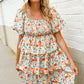 Find Love Floral Print Smocked Neck Puff Sleeve Ruffle Tiered Dress
