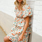 Find Love Floral Print Smocked Neck Puff Sleeve Ruffle Tiered Dress