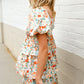 Find Love Floral Print Smocked Neck Puff Sleeve Ruffle Tiered Dress