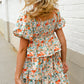 Find Love Floral Print Smocked Neck Puff Sleeve Ruffle Tiered Dress