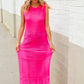 The Perfect Find Hot Pink Pointelle Sleeveless Side Slit Midi Coverup