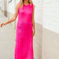 The Perfect Find Hot Pink Pointelle Sleeveless Side Slit Midi Coverup