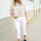 Judy Blue White Midrise Cuffed Hem Skinny Fit Capris