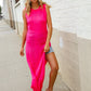 The Perfect Find Hot Pink Pointelle Sleeveless Side Slit Midi Coverup