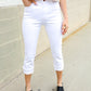 Judy Blue White Midrise Cuffed Hem Skinny Fit Capris