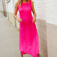 The Perfect Find Hot Pink Pointelle Sleeveless Side Slit Midi Coverup