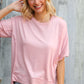Look My Way Blush Hi-Lo French Terry Outseam Pullover