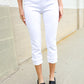 Judy Blue White Midrise Cuffed Hem Skinny Fit Capris