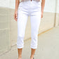 Judy Blue White Midrise Cuffed Hem Skinny Fit Capris