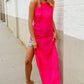The Perfect Find Hot Pink Pointelle Sleeveless Side Slit Midi Coverup