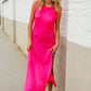 The Perfect Find Hot Pink Pointelle Sleeveless Side Slit Midi Coverup