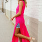 The Perfect Find Hot Pink Pointelle Sleeveless Side Slit Midi Coverup