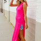 The Perfect Find Hot Pink Pointelle Sleeveless Side Slit Midi Coverup