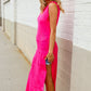 The Perfect Find Hot Pink Pointelle Sleeveless Side Slit Midi Coverup
