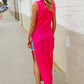 The Perfect Find Hot Pink Pointelle Sleeveless Side Slit Midi Coverup