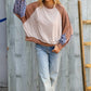 Lock Eyes Taupe & Animal Print Dolman Colorblock Terry Top