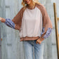 Lock Eyes Taupe & Animal Print Dolman Colorblock Terry Top