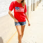 American Flag Bubble Short Sleeve Jacquard Sweater Knit Pullover