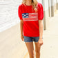 American Flag Bubble Short Sleeve Jacquard Sweater Knit Pullover