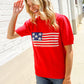 American Flag Bubble Short Sleeve Jacquard Sweater Knit Pullover