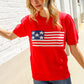 American Flag Bubble Short Sleeve Jacquard Sweater Knit Pullover
