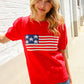 American Flag Bubble Short Sleeve Jacquard Sweater Knit Pullover