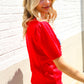 American Flag Bubble Short Sleeve Jacquard Sweater Knit Pullover