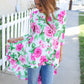 Be Bold Ivory Big Floral Hi-Lo Ruffle Hem Knit Top
