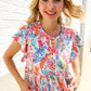 Perfect Find Ivory Floral Leaf Print Short Sleeve Babydoll Top