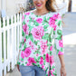 Be Bold Ivory Big Floral Hi-Lo Ruffle Hem Knit Top