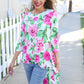 Be Bold Ivory Big Floral Hi-Lo Ruffle Hem Knit Top