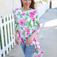 Be Bold Ivory Big Floral Hi-Lo Ruffle Hem Knit Top