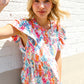 Perfect Find Ivory Floral Leaf Print Short Sleeve Babydoll Top