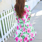 Be Bold Ivory Big Floral Hi-Lo Ruffle Hem Knit Top