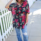 The Perfect Find Black Multicolor Floral Crochet V Neck Top